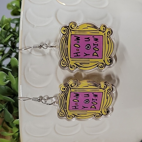 Friends Picture Frame Drop Earrings - Picture 1 of 6